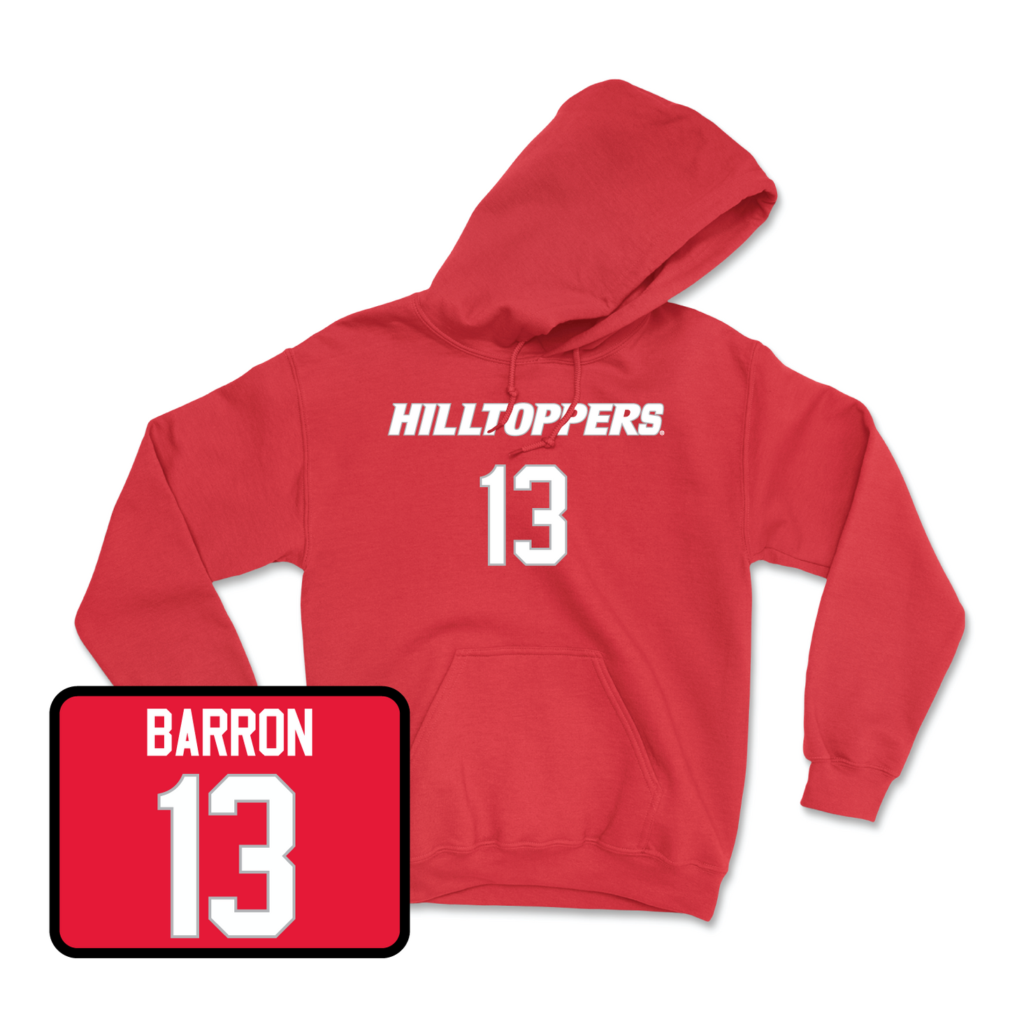 Red Football Hilltoppers Player Hoodie Medium / Bronson Barron | #13