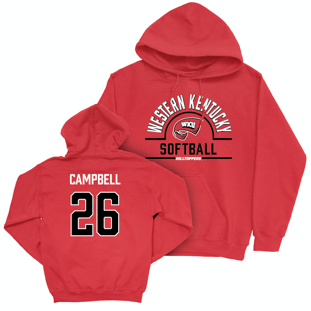 WKU Softball Red Arch Hoodie - Becca Campbell | #26 Small