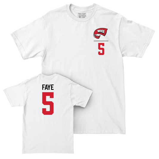 WKU Men's Basketball White Logo Comfort Colors Tee - Babacar Faye | #5 Small