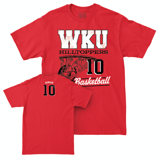 WKU Men's Basketball Red Hoops Tee - Brandon Newman | #10 Small
