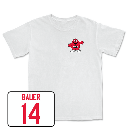 White Women's Volleyball Big Red Comfort Colors Tee Youth Small / Callie Bauer | #14