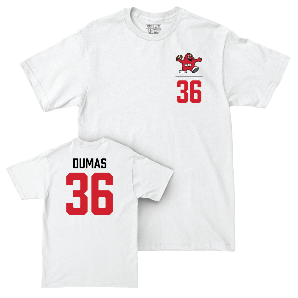WKU Football White Big Red Comfort Colors Tee - Chavaris Dumas | #36 Small