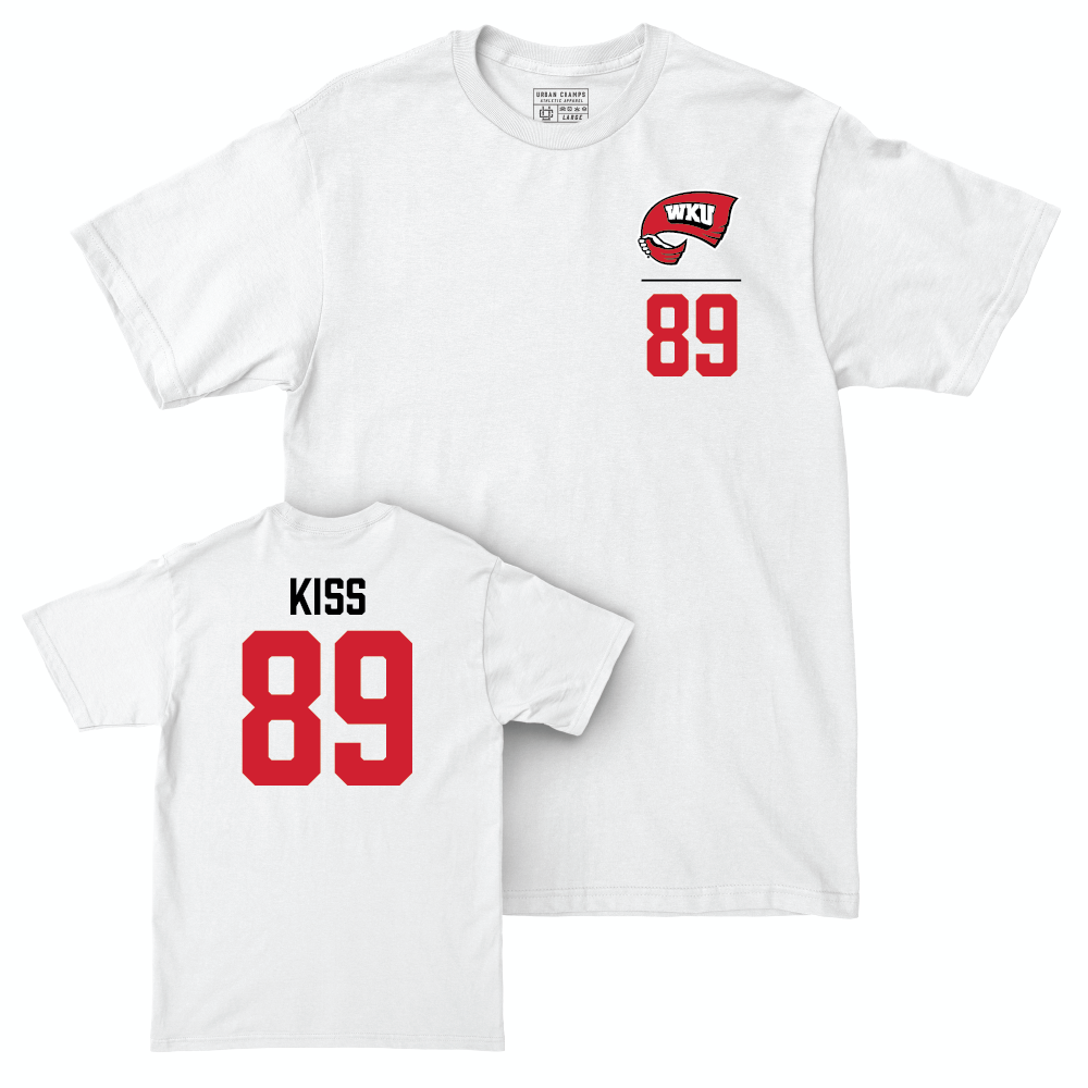 WKU Football White Logo Comfort Colors Tee - CJ Kiss | #89 Small