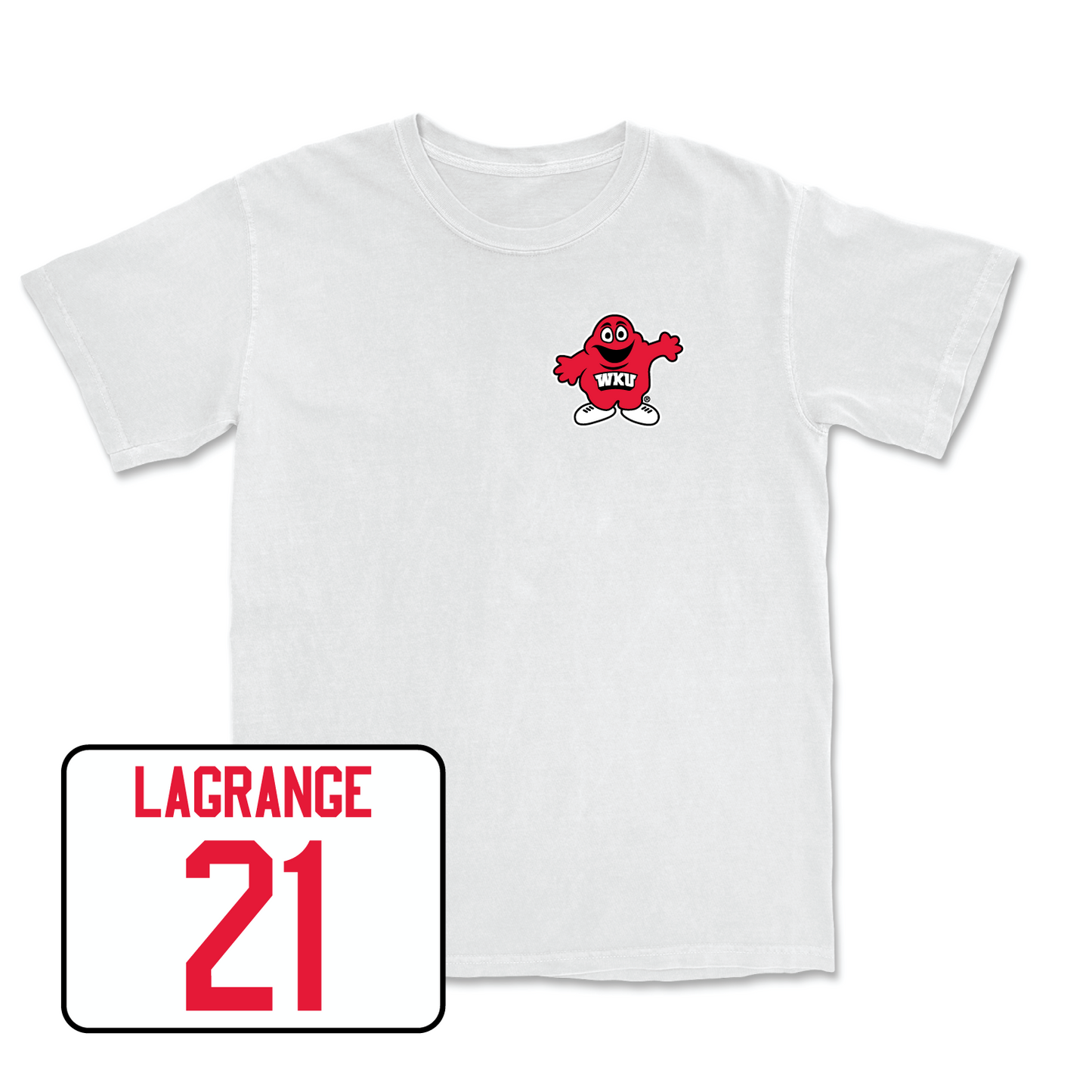 White Women's Soccer Big Red Comfort Colors Tee Large / Camryn LaGrange | #21