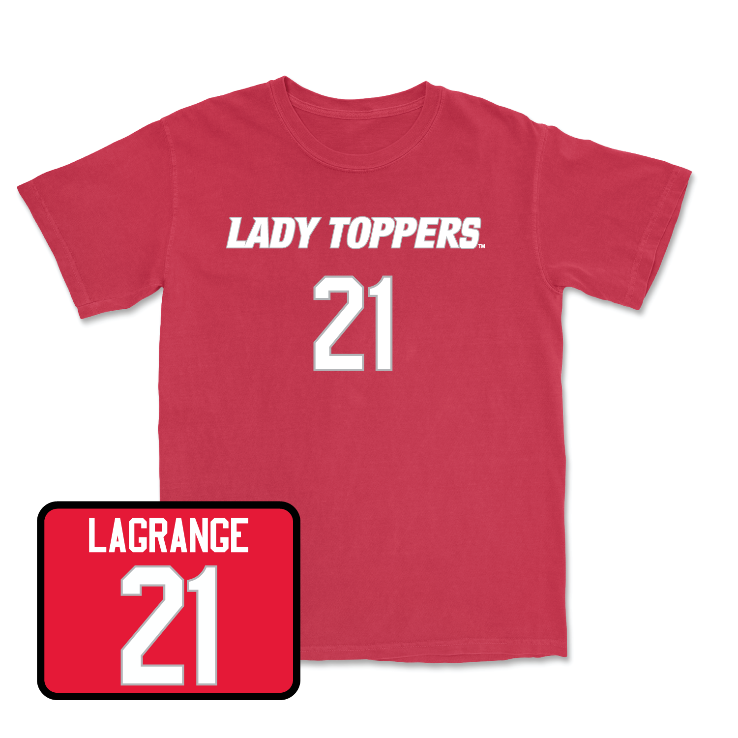 Red Women's Soccer Lady Toppers Player Tee Youth Large / Camryn LaGrange | #21