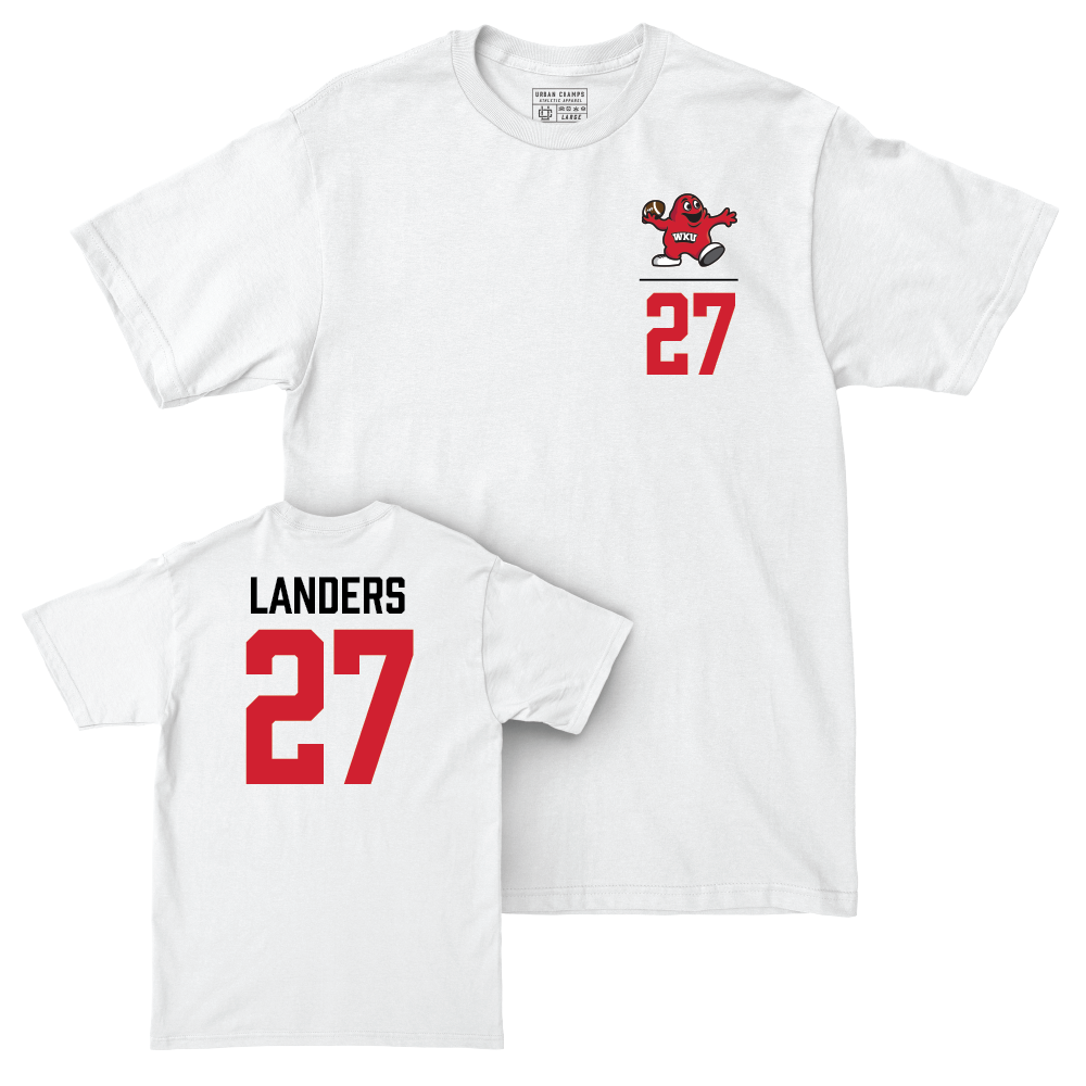 WKU Football White Big Red Comfort Colors Tee - Corey Landers | #27 Small