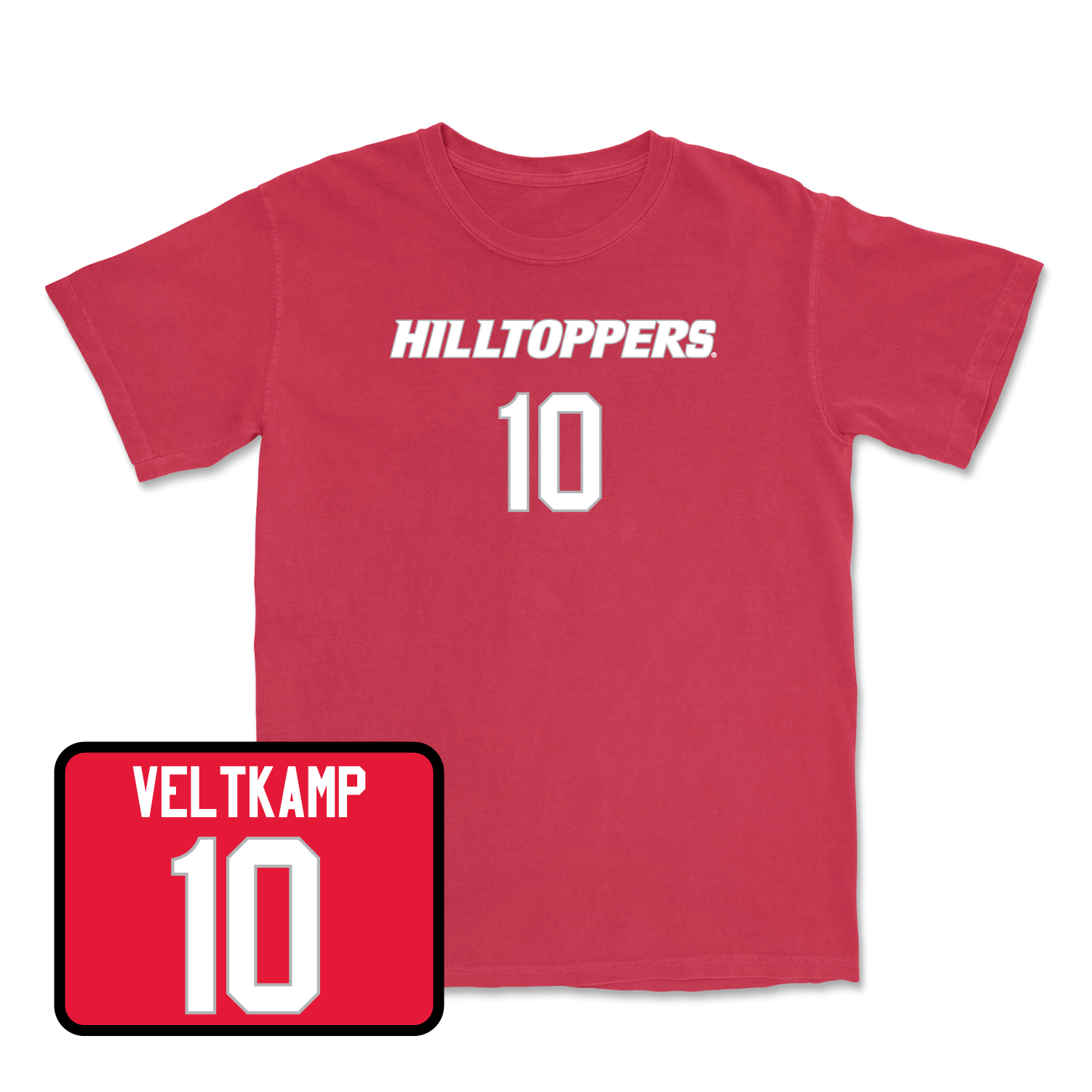 Red Football Hilltoppers Player Tee 2 Youth Small / Caden Veltkamp | #10
