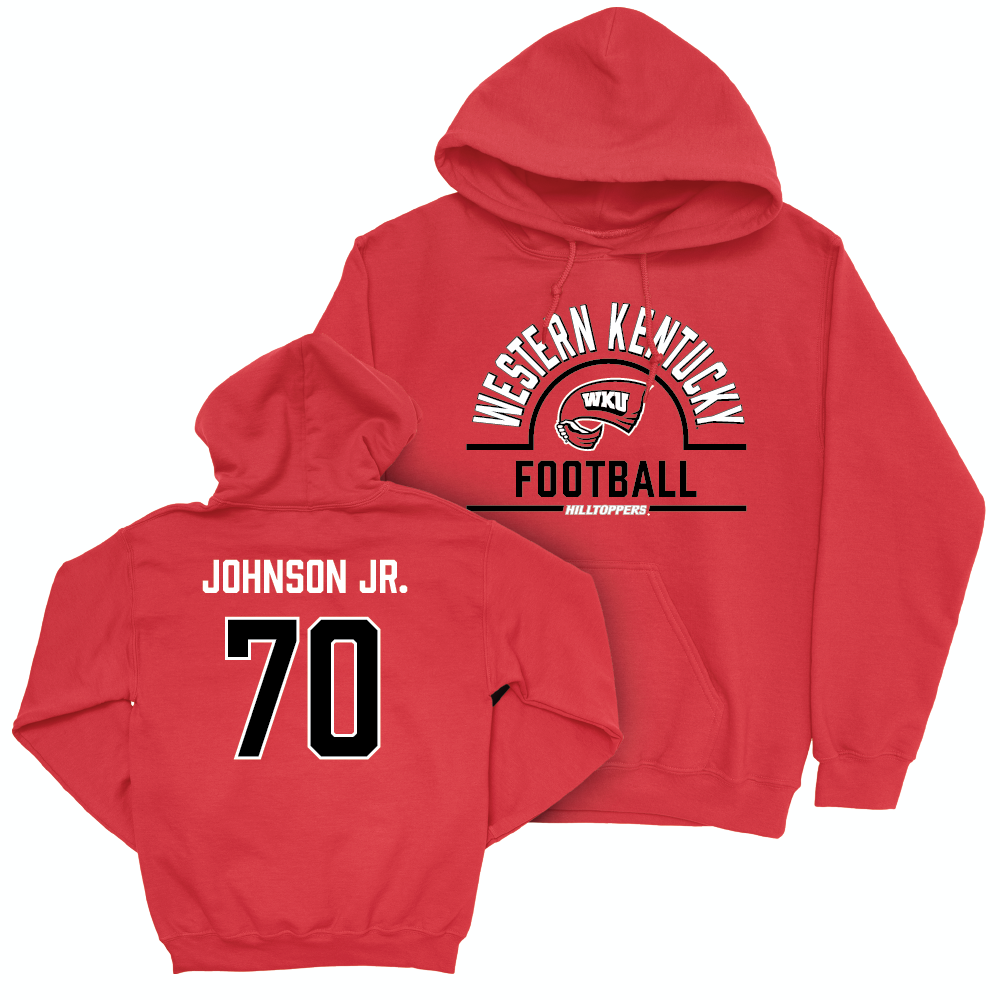 WKU Football Red Arch Hoodie - Darrell Johnson Jr. | #70 Small