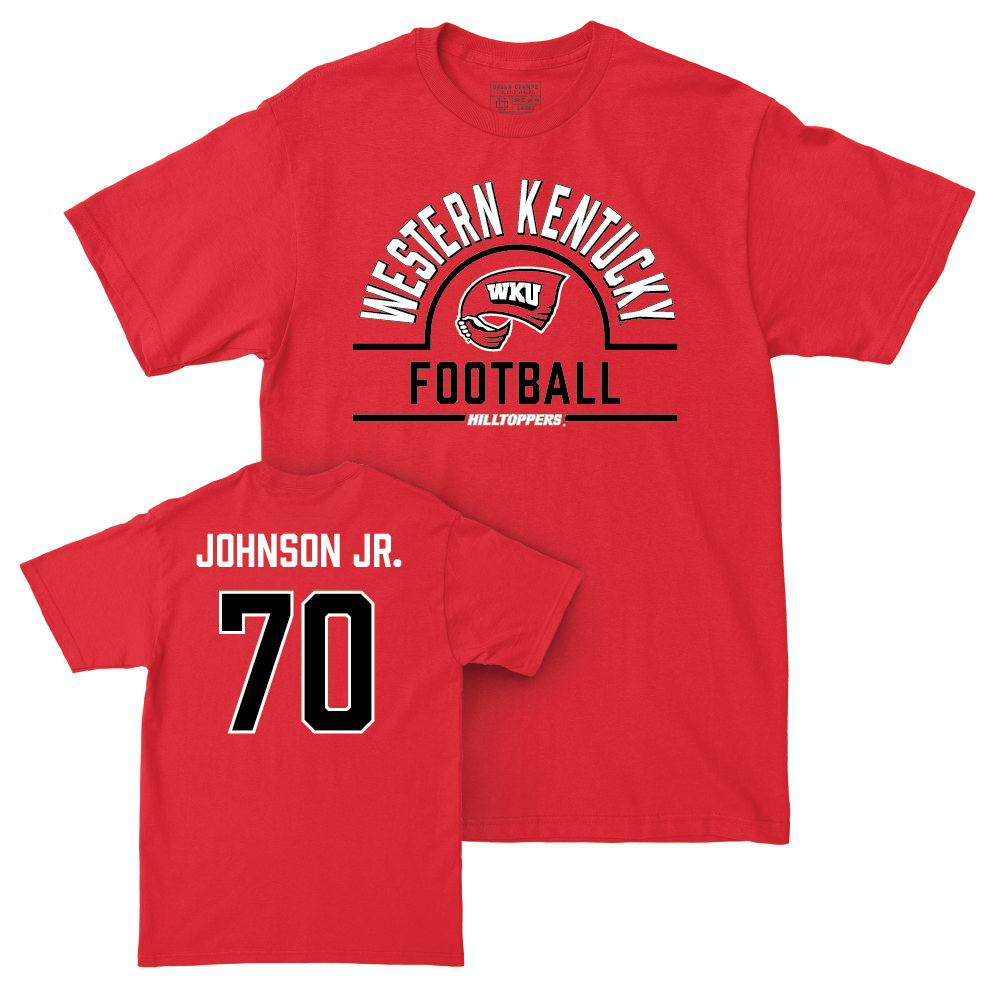 WKU Football Red Arch Tee - Darrell Johnson Jr. | #70 Small