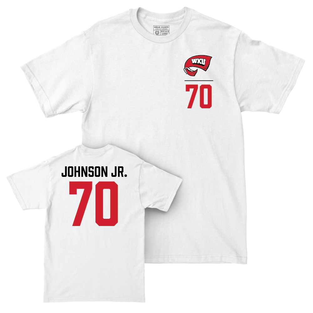 WKU Football White Logo Comfort Colors Tee - Darrell Johnson Jr. | #70 Small