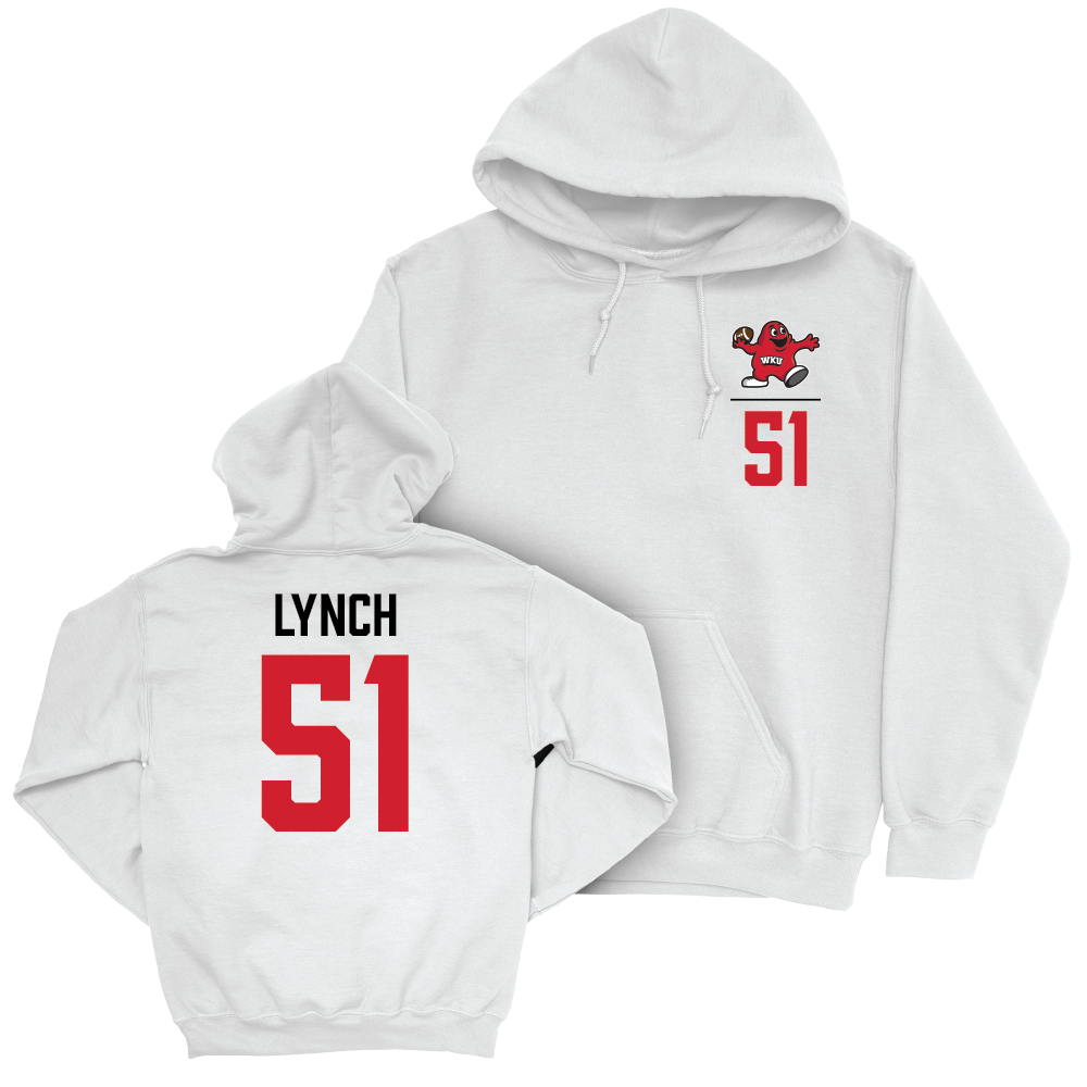 WKU Football White Big Red Hoodie - Devon Lynch | #51 Small