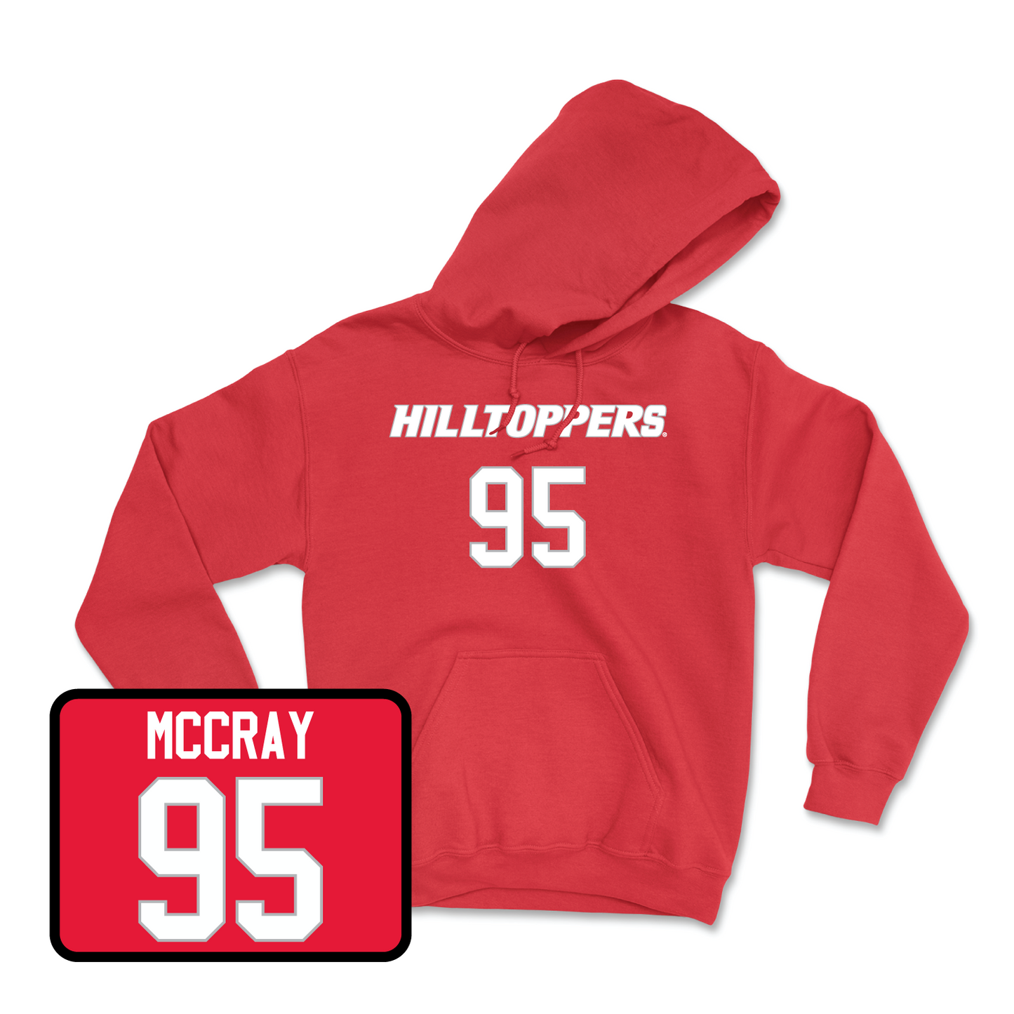 Red Football Hilltoppers Player Hoodie 2 Small / Deante McCray | #95