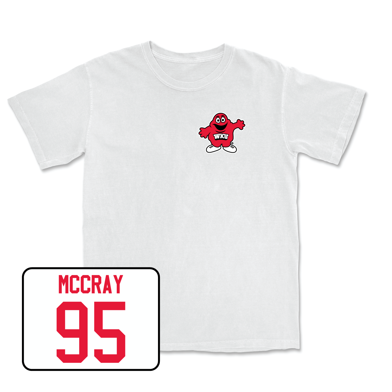 White Football Big Red Comfort Colors Tee 2 Small / Deante McCray | #95