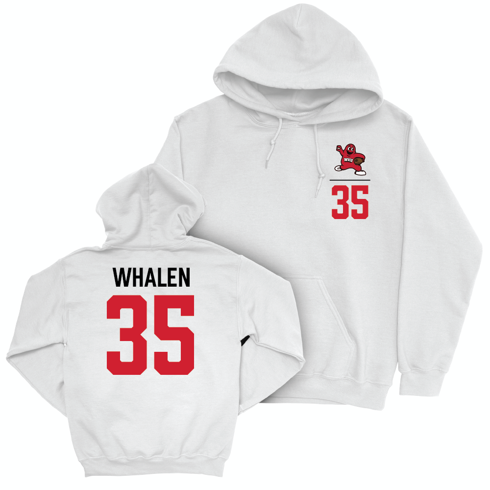 WKU Baseball White Big Red Hoodie - Drew Whalen | #35 Small