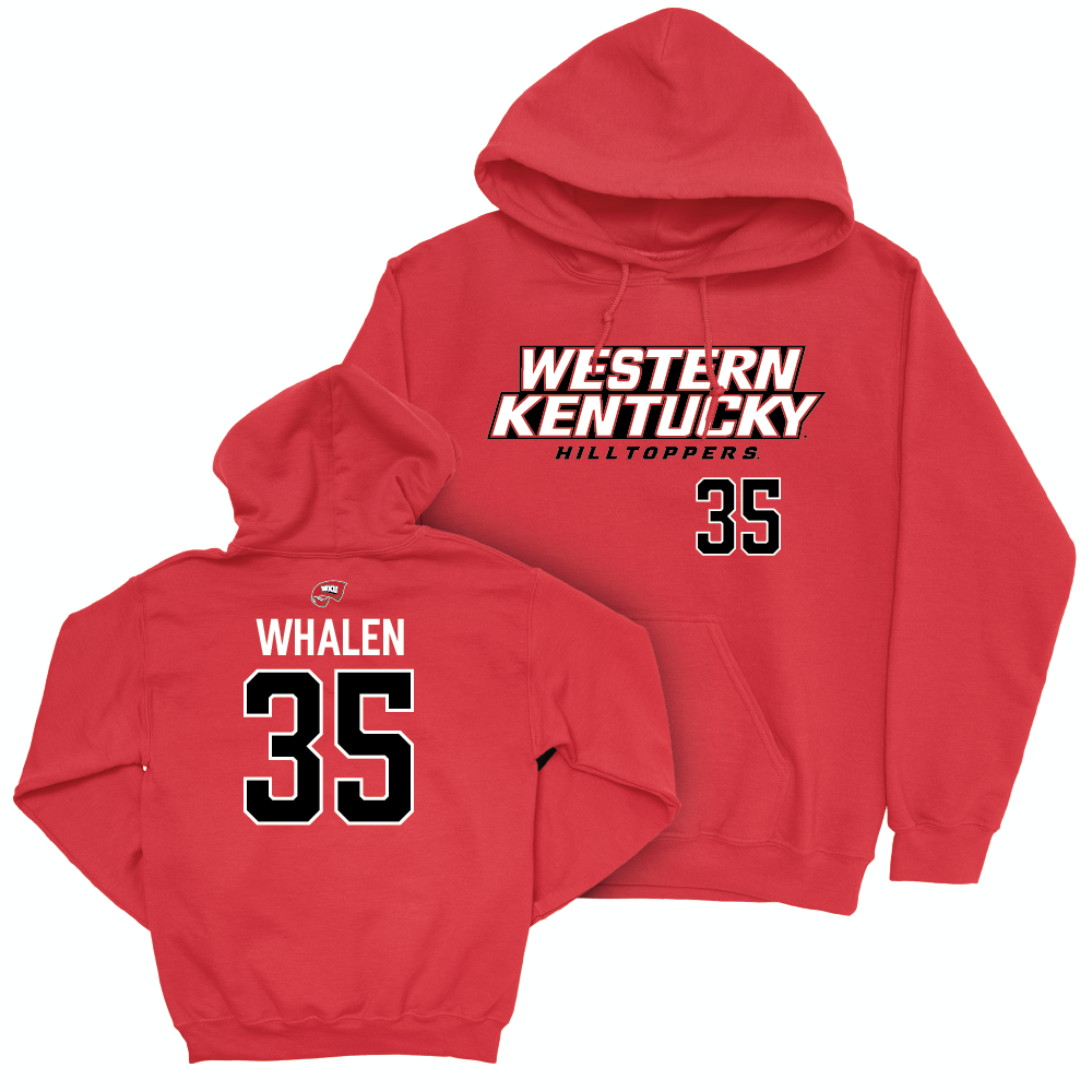 WKU Baseball Red Sideline Hoodie - Drew Whalen | #35 Small