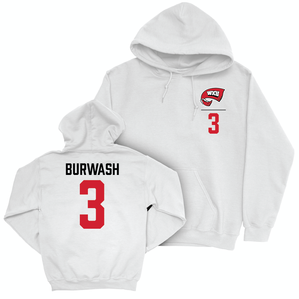 WKU Baseball White Logo Hoodie - Eli Burwash | #3 Small