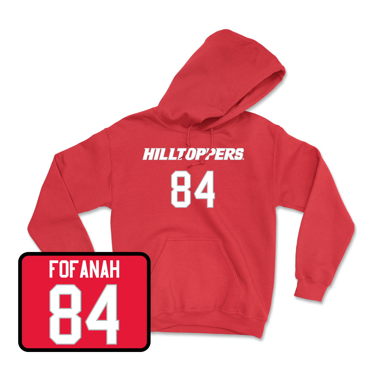 Red Football Hilltoppers Player Hoodie 3 Small / Elvin Fofanah | #84