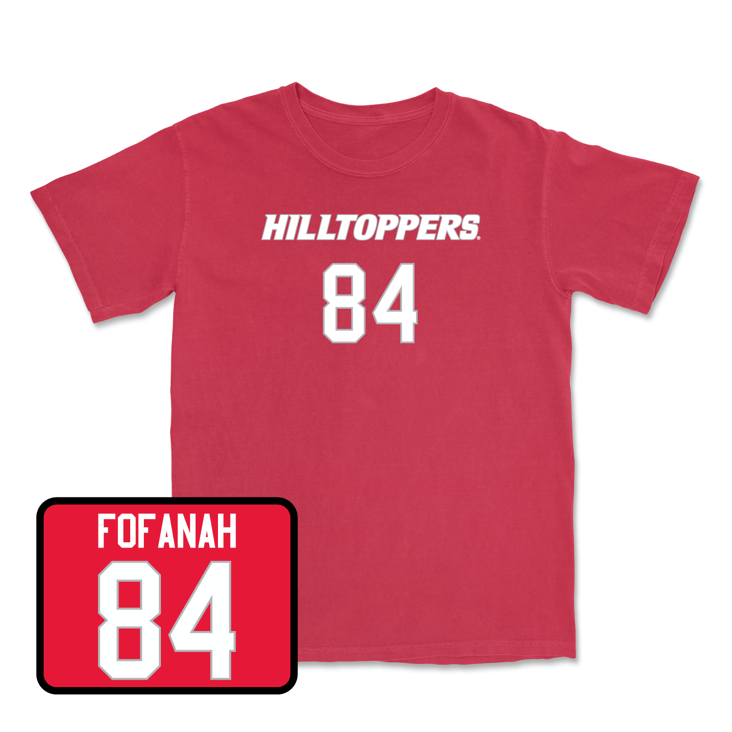 Red Football Hilltoppers Player Tee 3 Small / Elvin Fofanah | #84