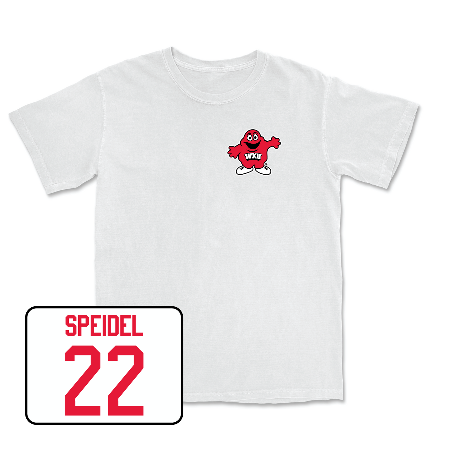 White Women's Soccer Big Red Comfort Colors Tee Youth Large / Emily Speidel | #22