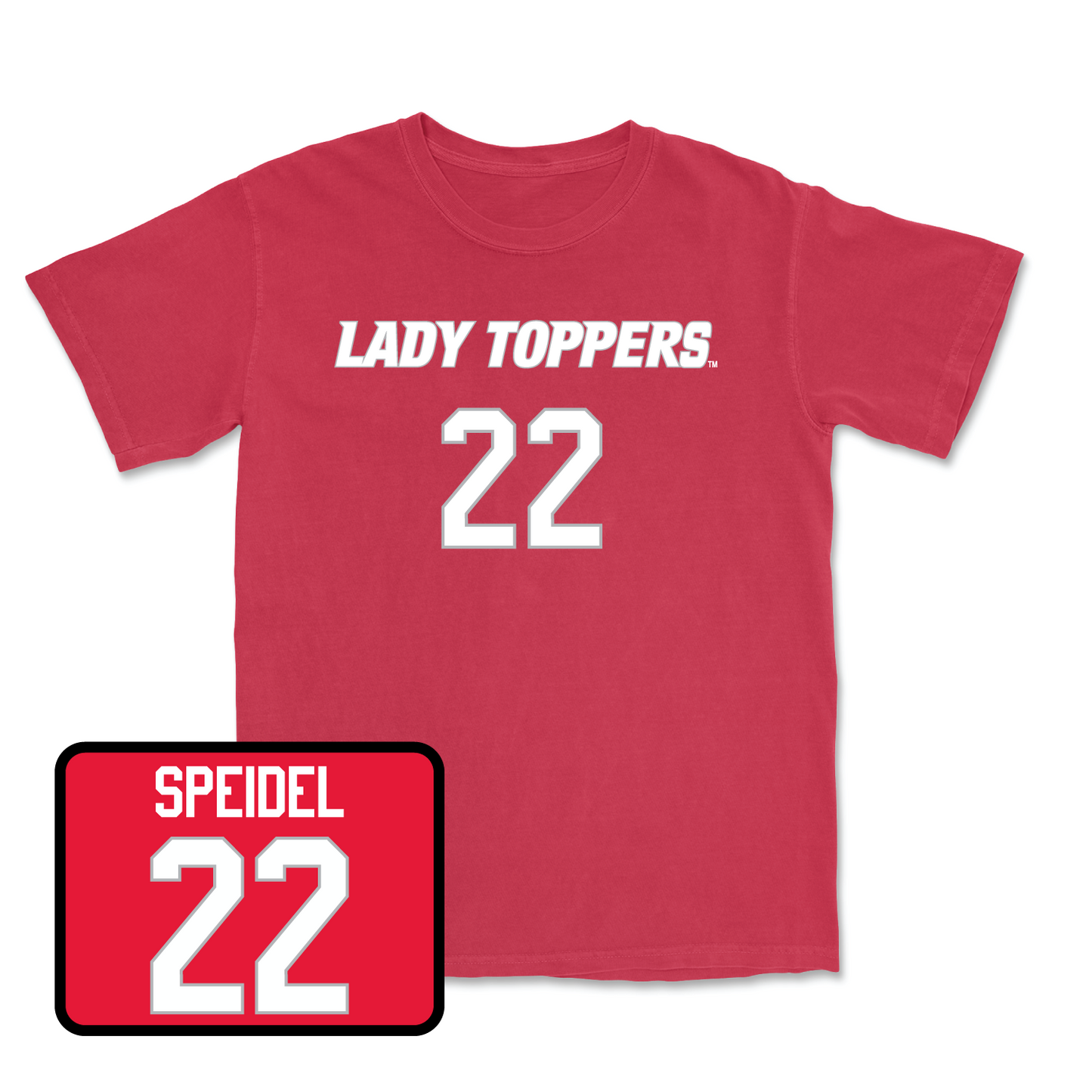 Red Women's Soccer Lady Toppers Player Tee Medium / Emily Speidel | #22
