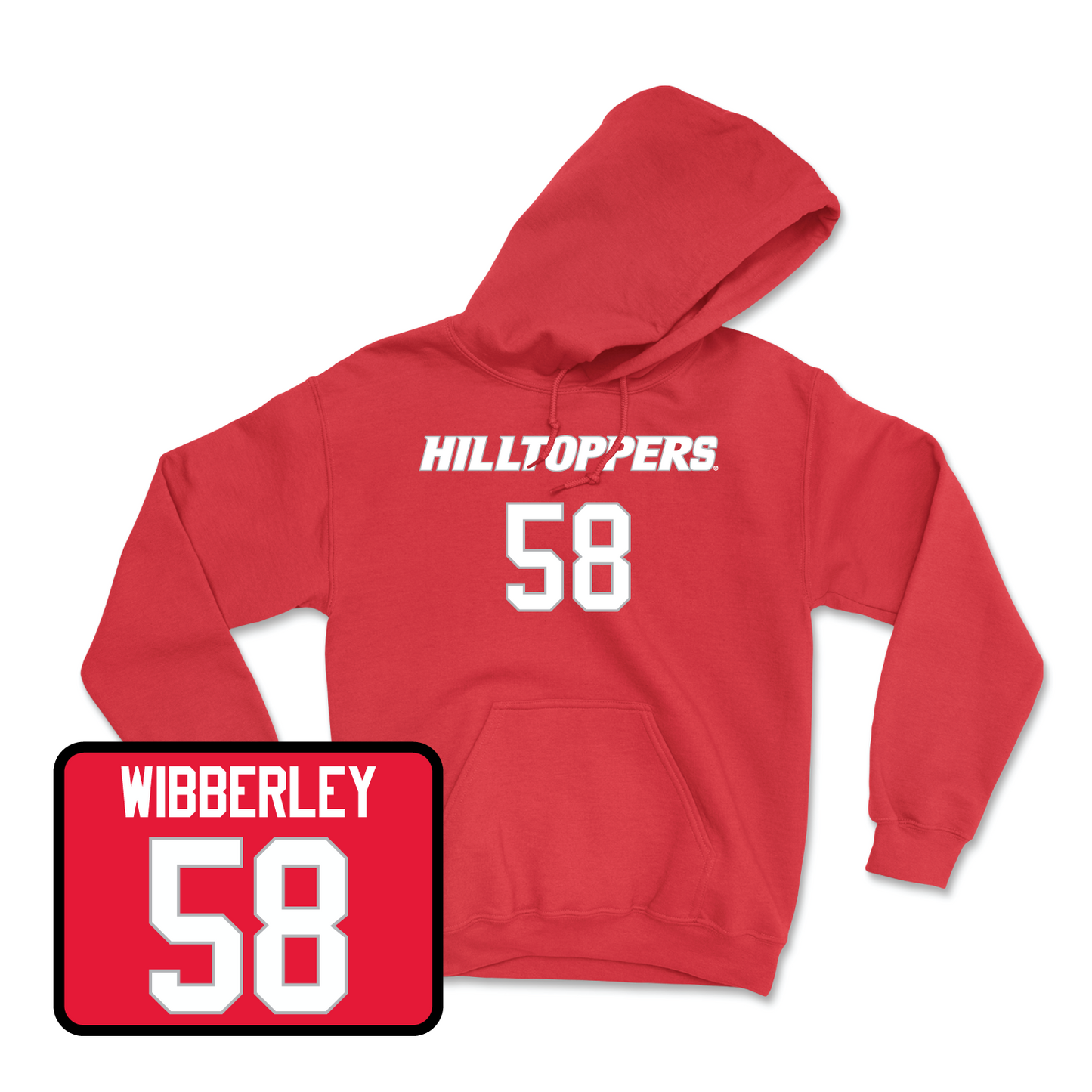 Red Football Hilltoppers Player Hoodie 3 Medium / Evan Wibberley | #58