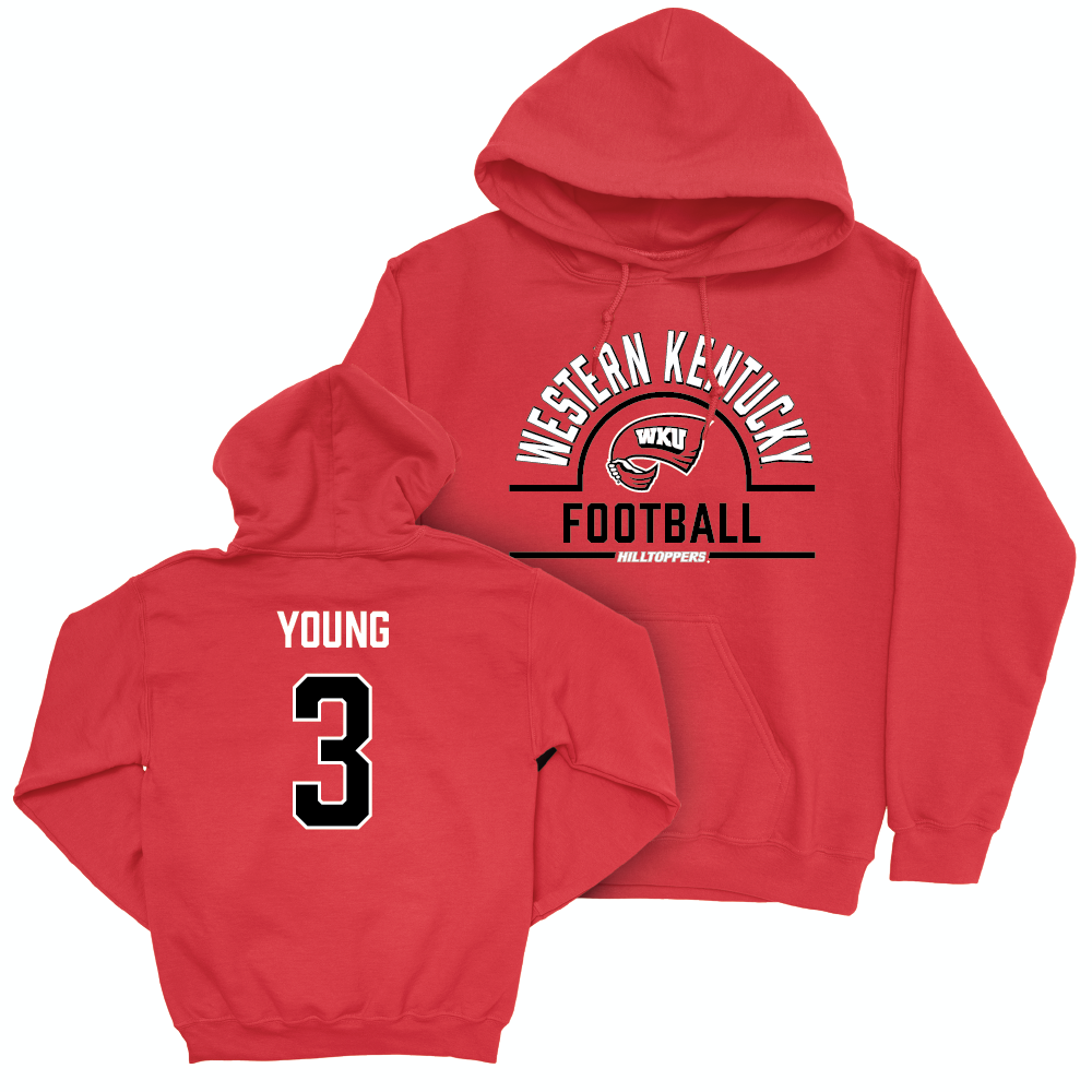 WKU Football Red Arch Hoodie - Elijah Young | #3 Small