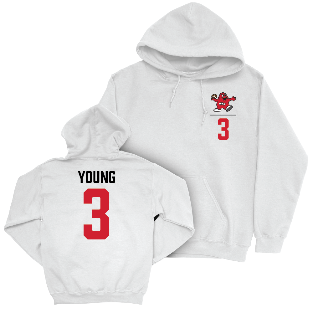 WKU Football White Big Red Hoodie - Elijah Young | #3 Small