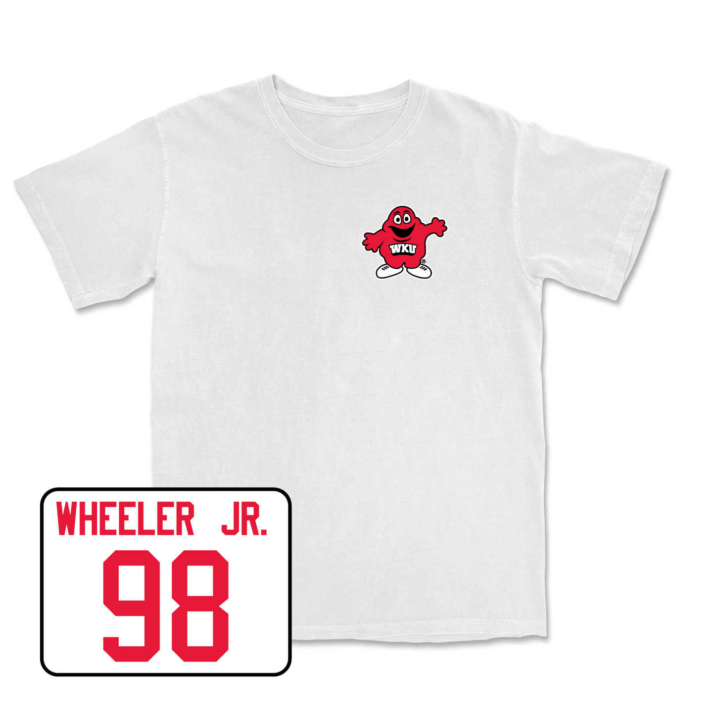White Football Big Red Comfort Colors Tee 3 Youth Large / Hosea Wheeler Jr. | #98