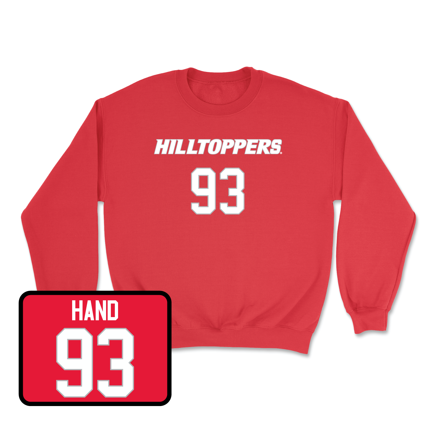Red Football Hilltoppers Player Crew 3 3X-Large / Jalen Hand | #93