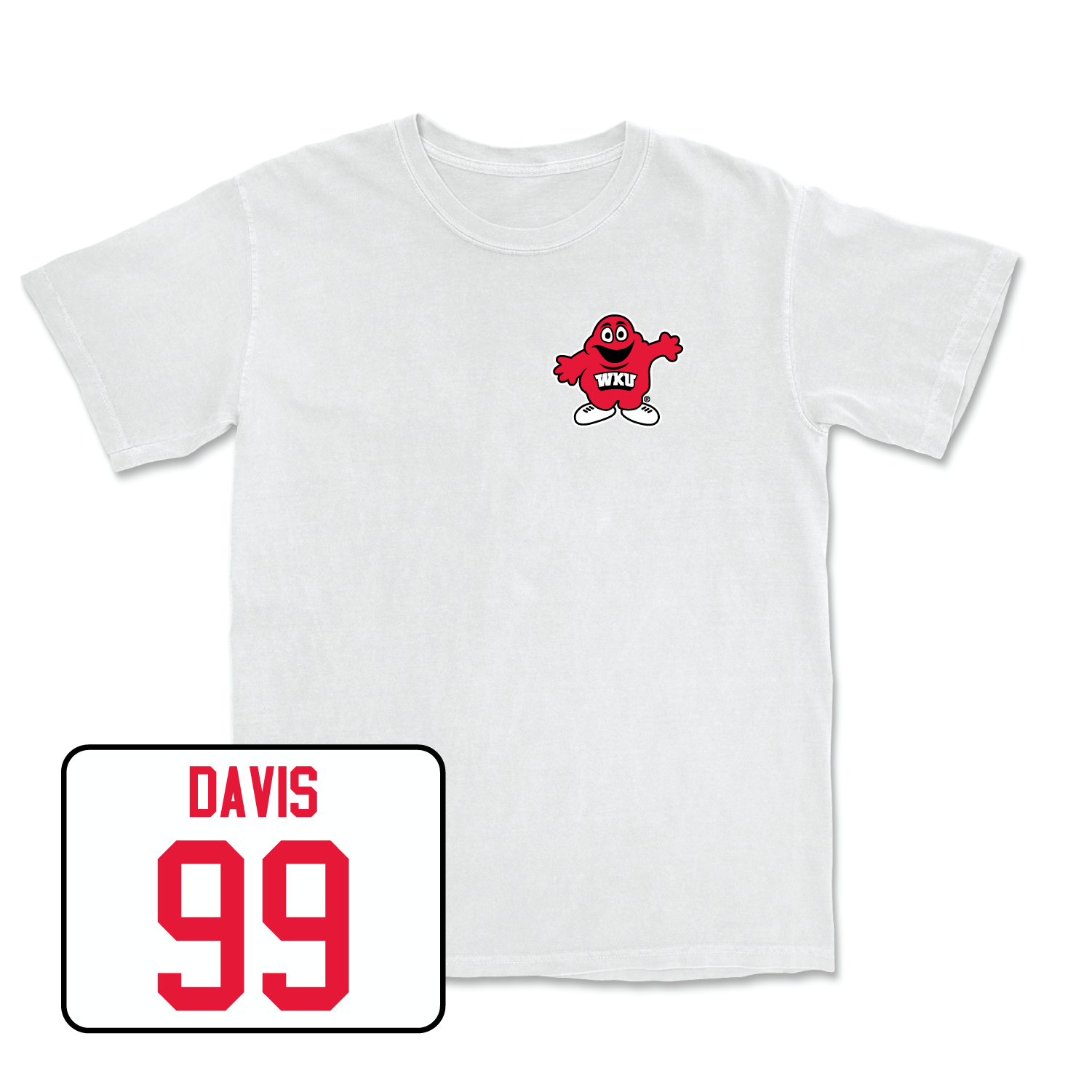 White Football Big Red Comfort Colors Tee 4 Youth Small / Kenyonte Davis | #99