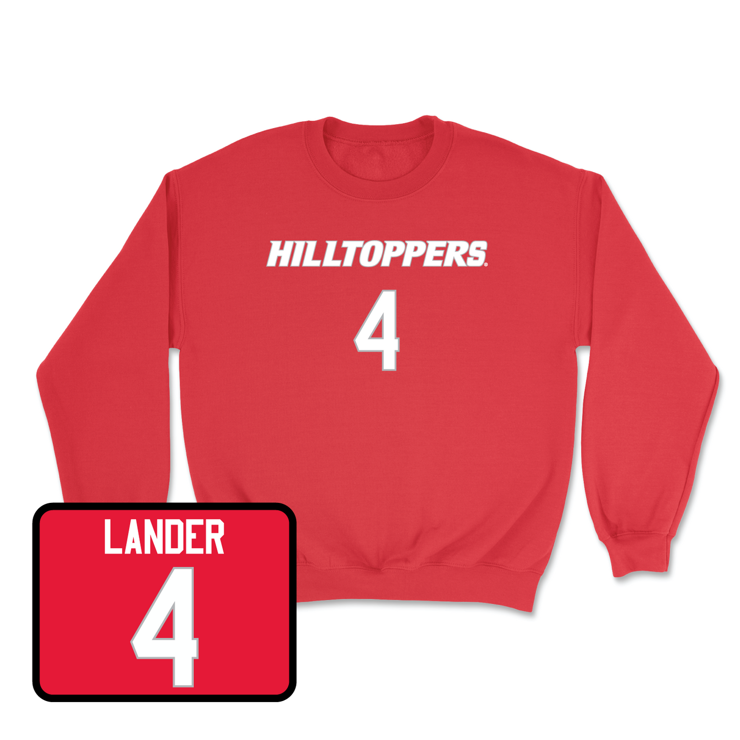 Red Men's Basketball Hilltoppers Player Crew Youth Small / Khristian Lander | #4