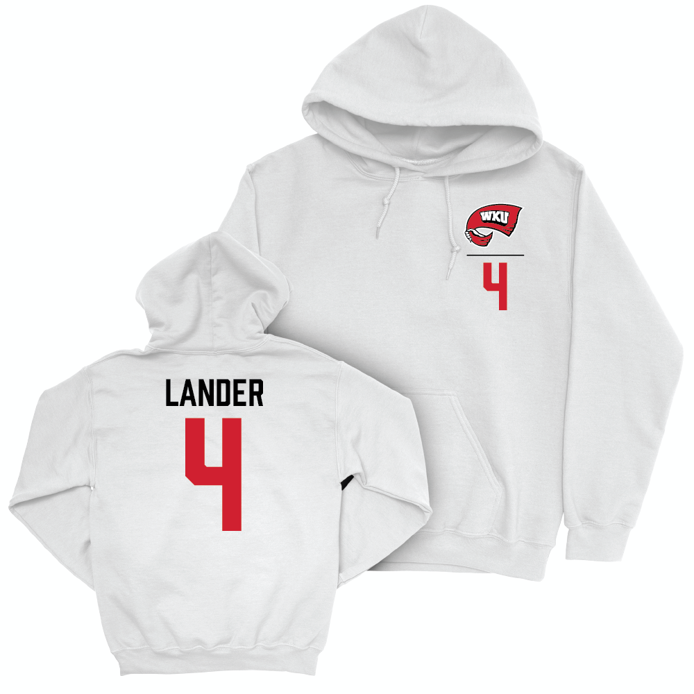 WKU Men's Basketball White Logo Hoodie - Khristian Lander | #4 Small