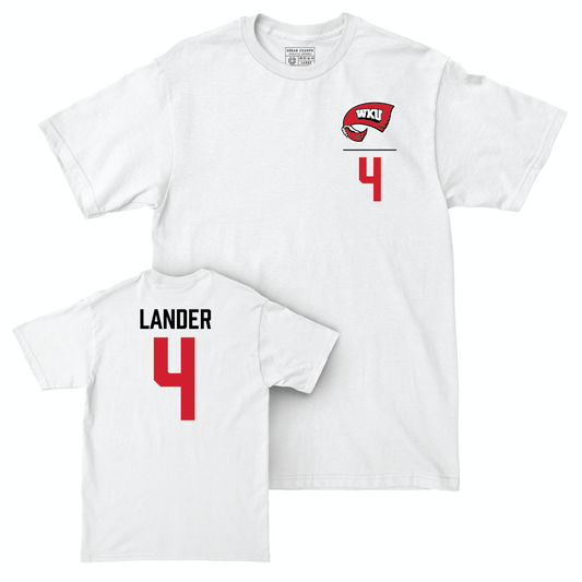 WKU Men's Basketball White Logo Comfort Colors Tee - Khristian Lander | #4 Small