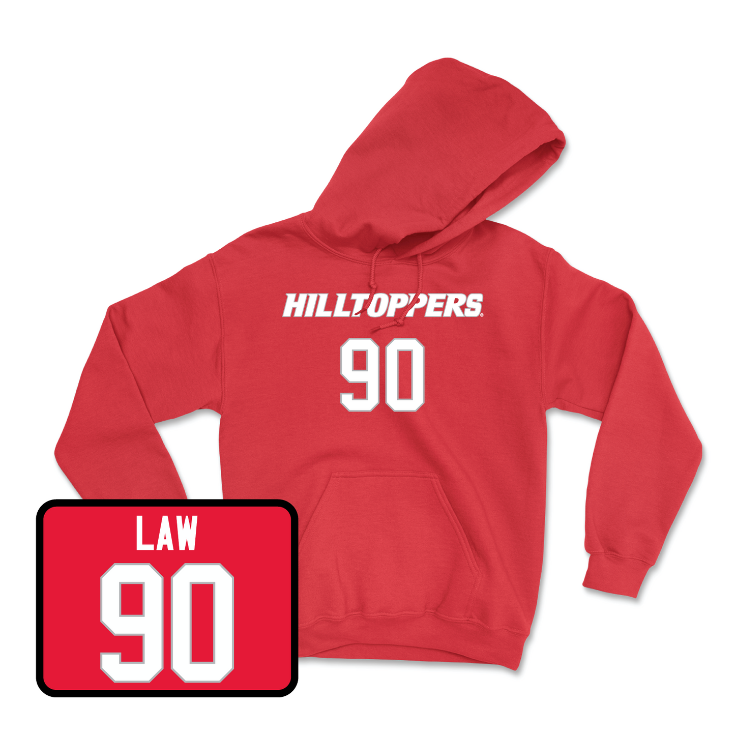 Red Football Hilltoppers Player Hoodie 4 Large / Keaton Law | #90