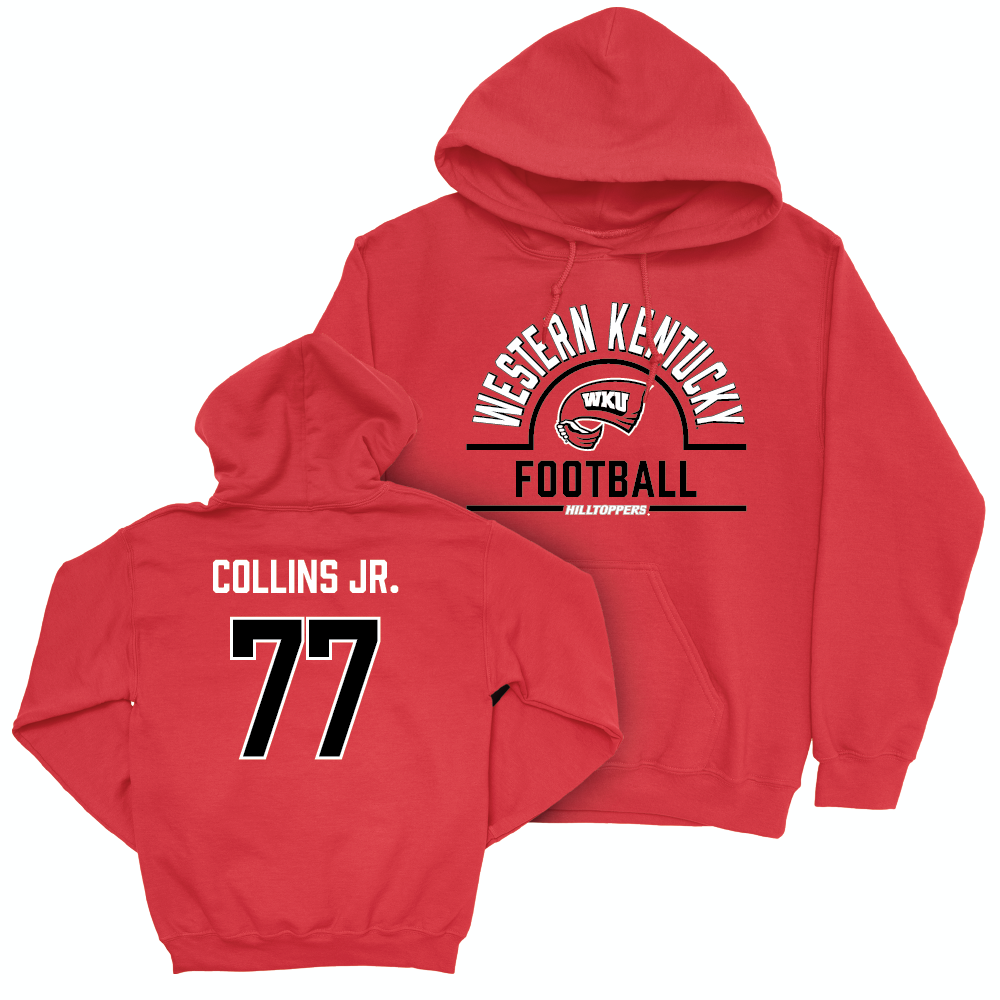 WKU Football Red Arch Hoodie - Melvin Collins Jr. | #77 Small