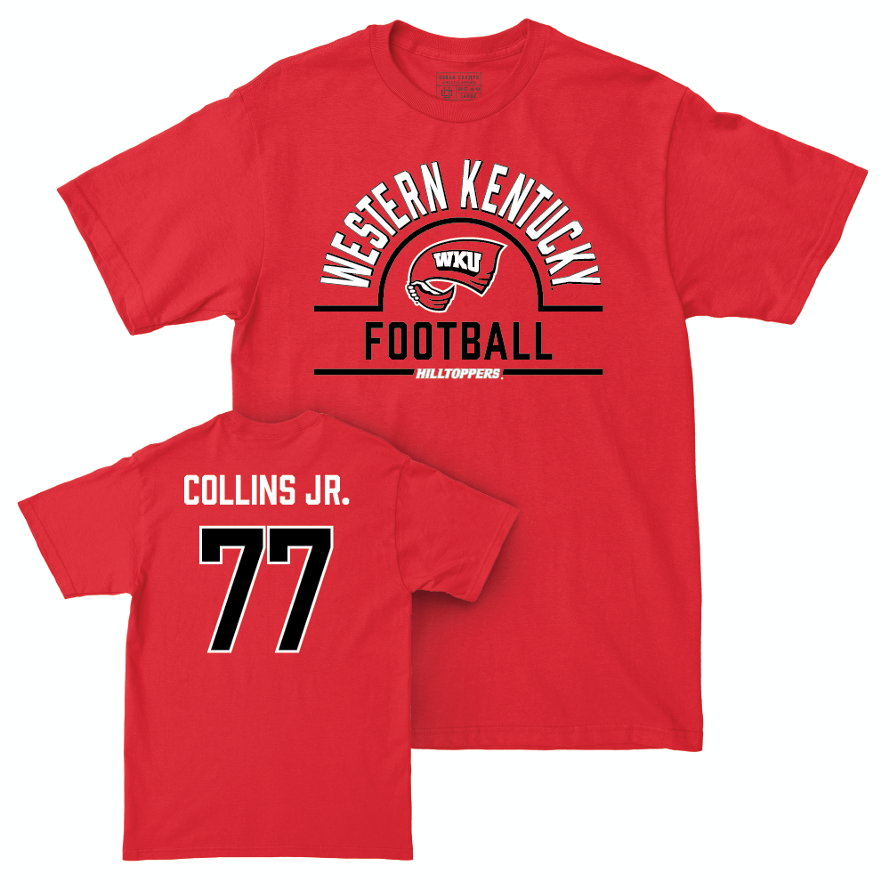 WKU Football Red Arch Tee - Melvin Collins Jr. | #77 Small