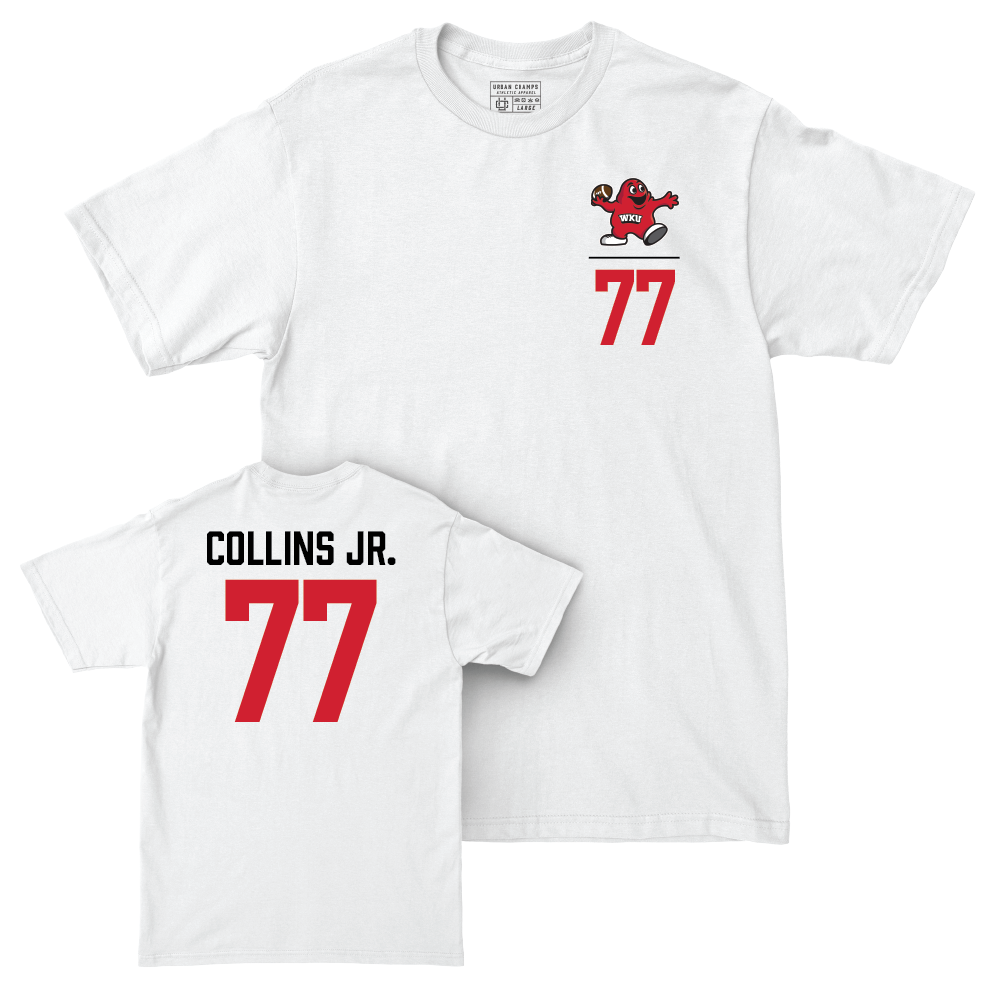 WKU Football White Big Red Comfort Colors Tee - Melvin Collins Jr. | #77 Small