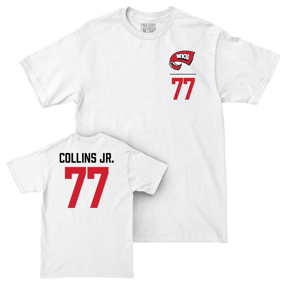 WKU Football White Logo Comfort Colors Tee - Melvin Collins Jr. | #77 Small