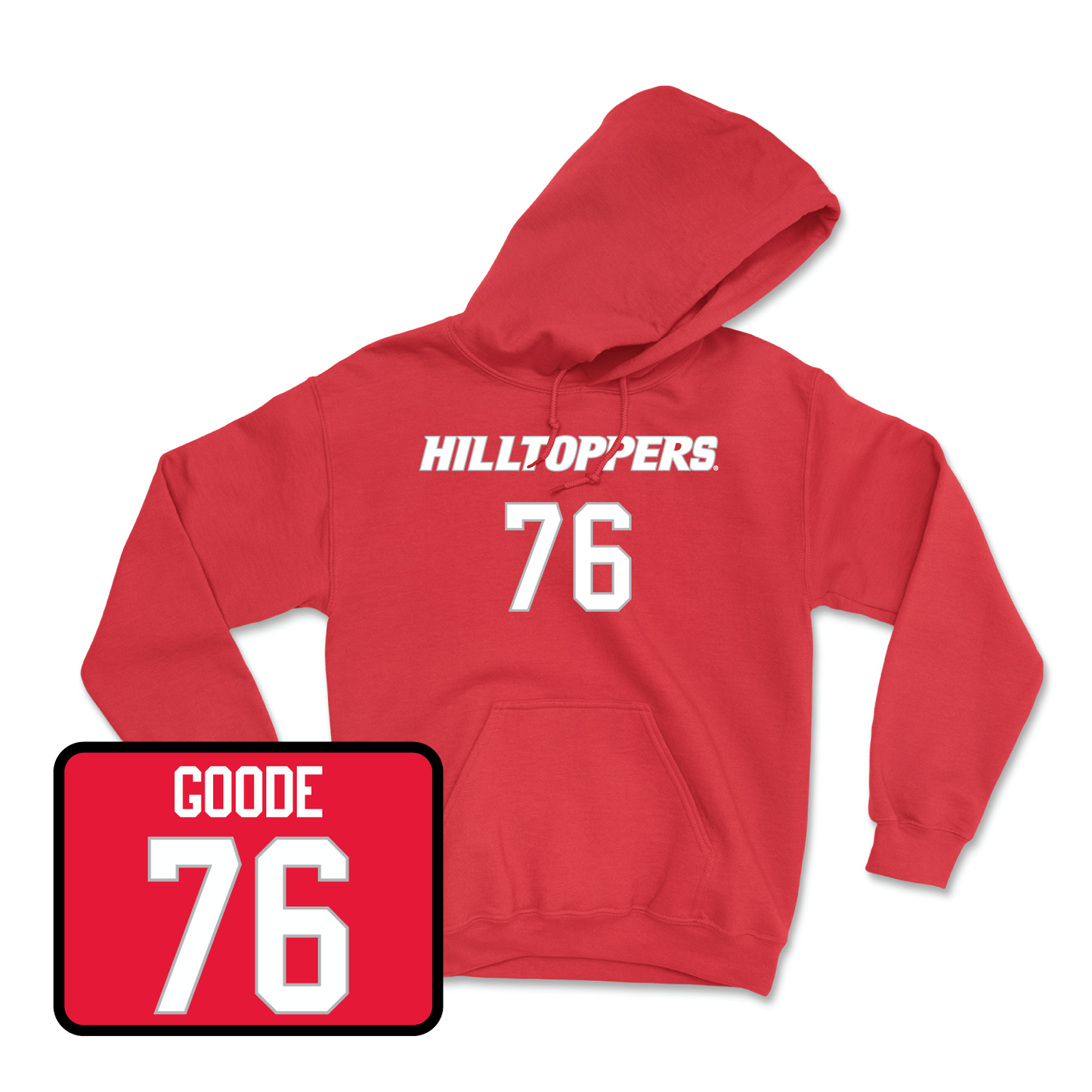 Red Football Hilltoppers Player Hoodie 5 Small / Mark Goode | #76