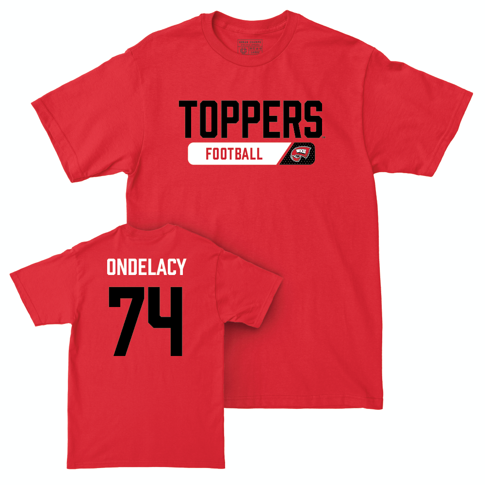 WKU Football Red Staple Tee - Michael Ondelacy | #74 Small