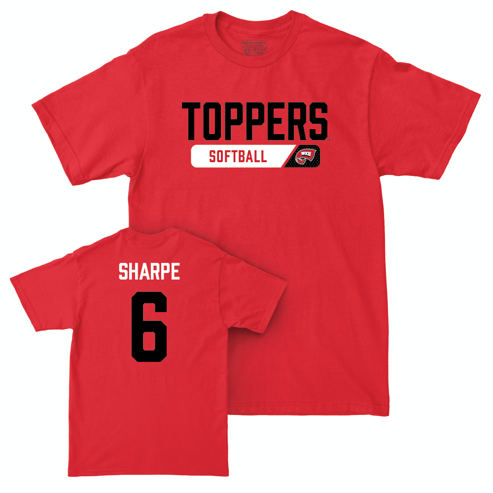 WKU Softball Red Staple Tee - Morgan Sharpe | #6 Small