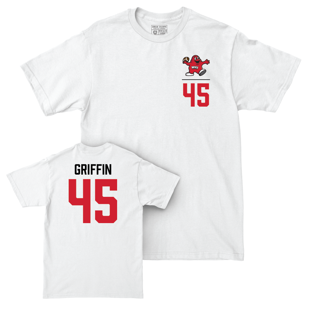 WKU Football White Big Red Comfort Colors Tee - Nathan Griffin | #45 Small