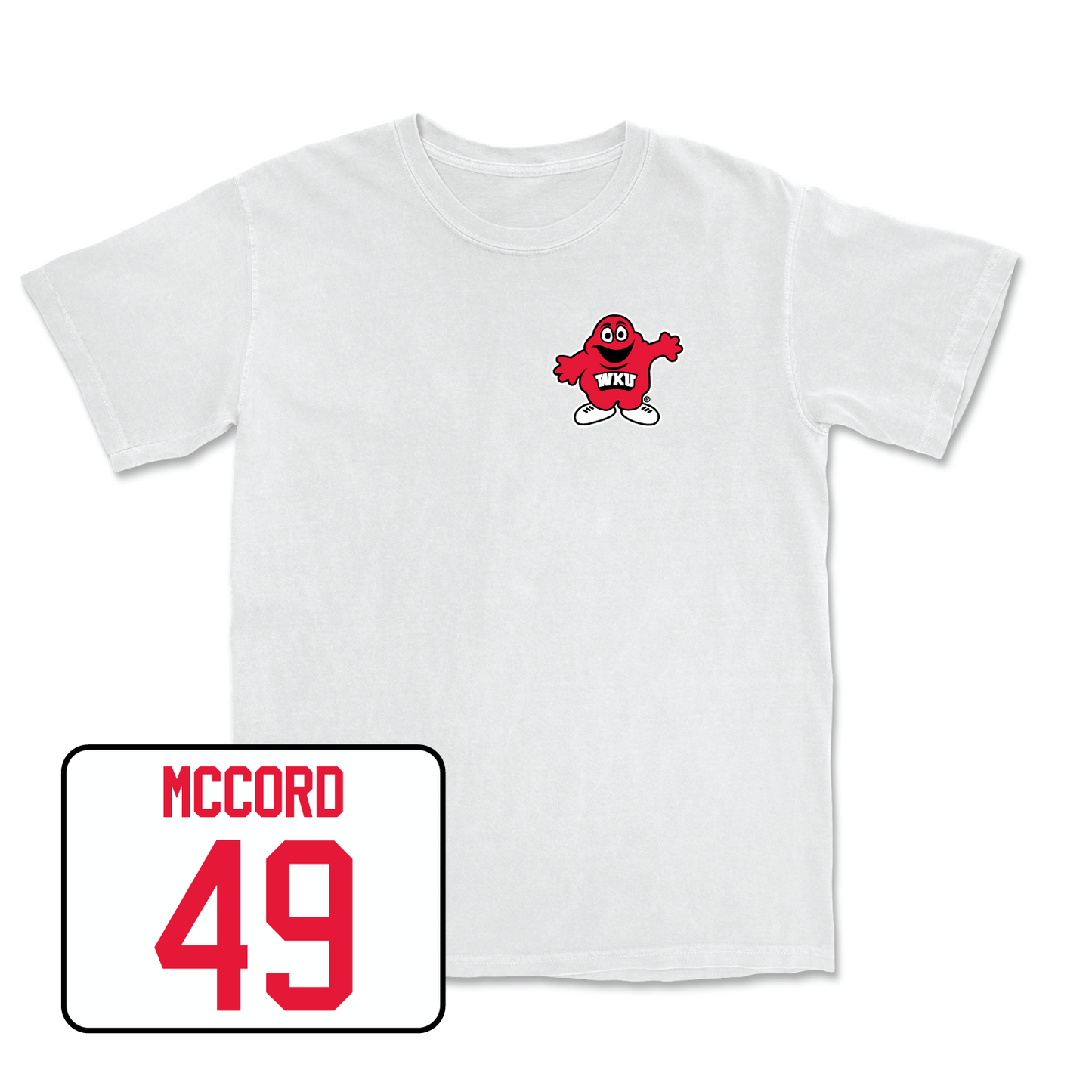 White Football Big Red Comfort Colors Tee 6 Large / Nolan Mccord | #49