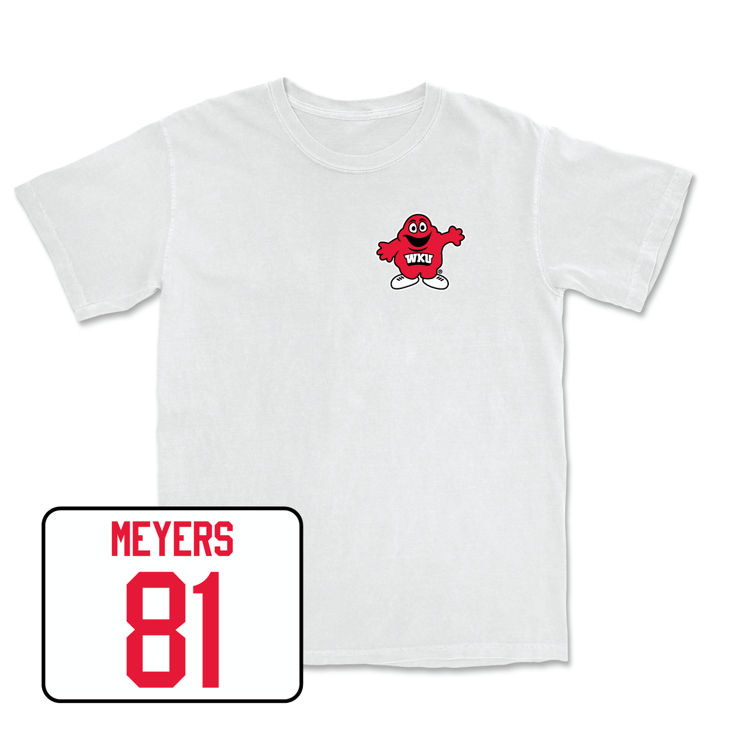 White Football Big Red Comfort Colors Tee 6 Small / Noah Meyers | #81