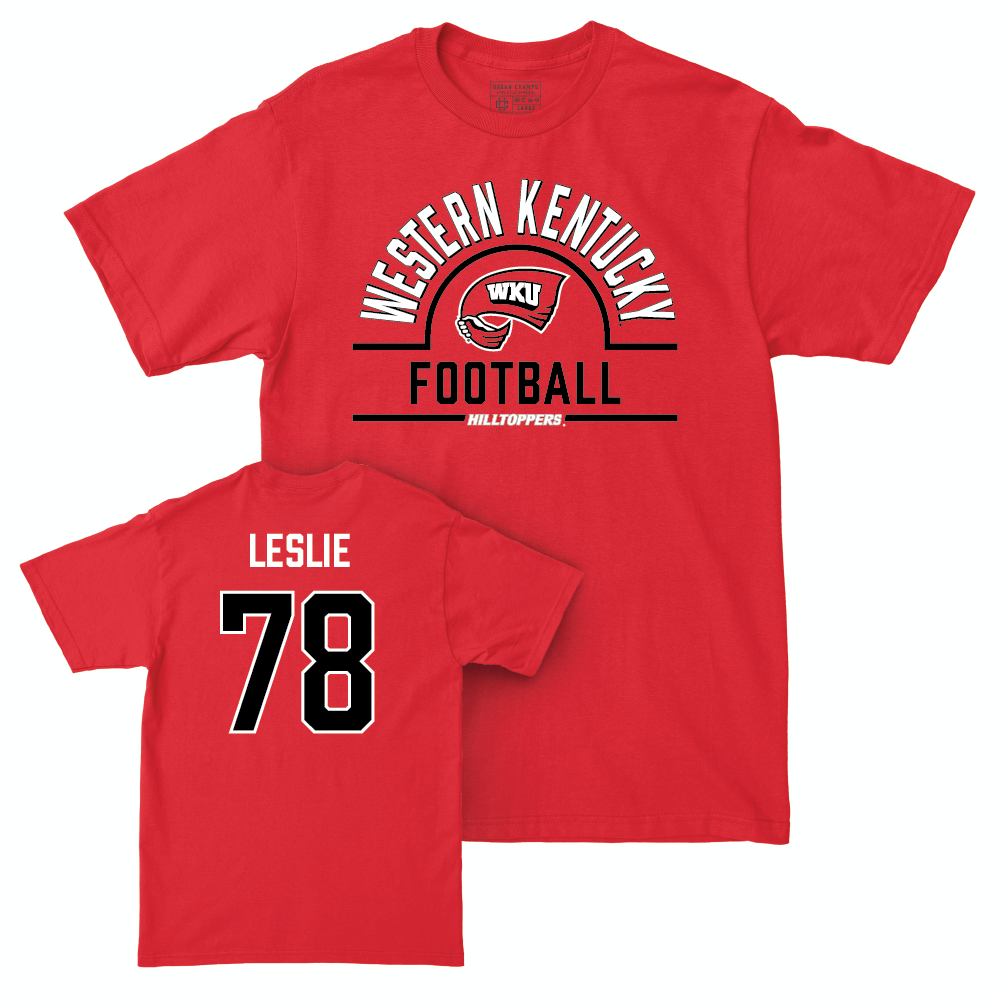 WKU Football Red Arch Tee - Quantavious Leslie | #78 Small
