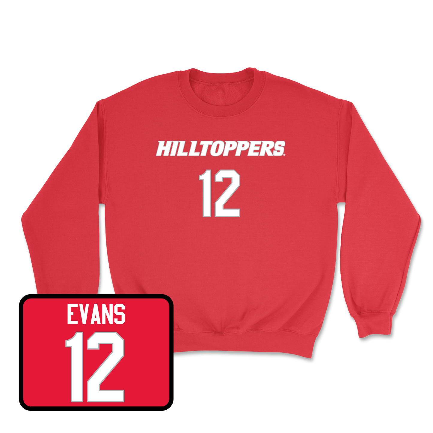 Red Football Hilltoppers Player Crew 6 4X-Large / R.J. Evans | #12