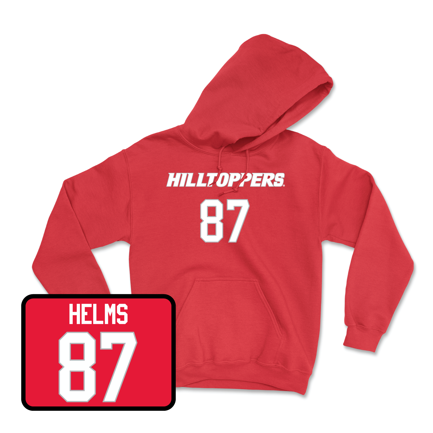 Red Football Hilltoppers Player Hoodie 6 Small / River Helms | #87