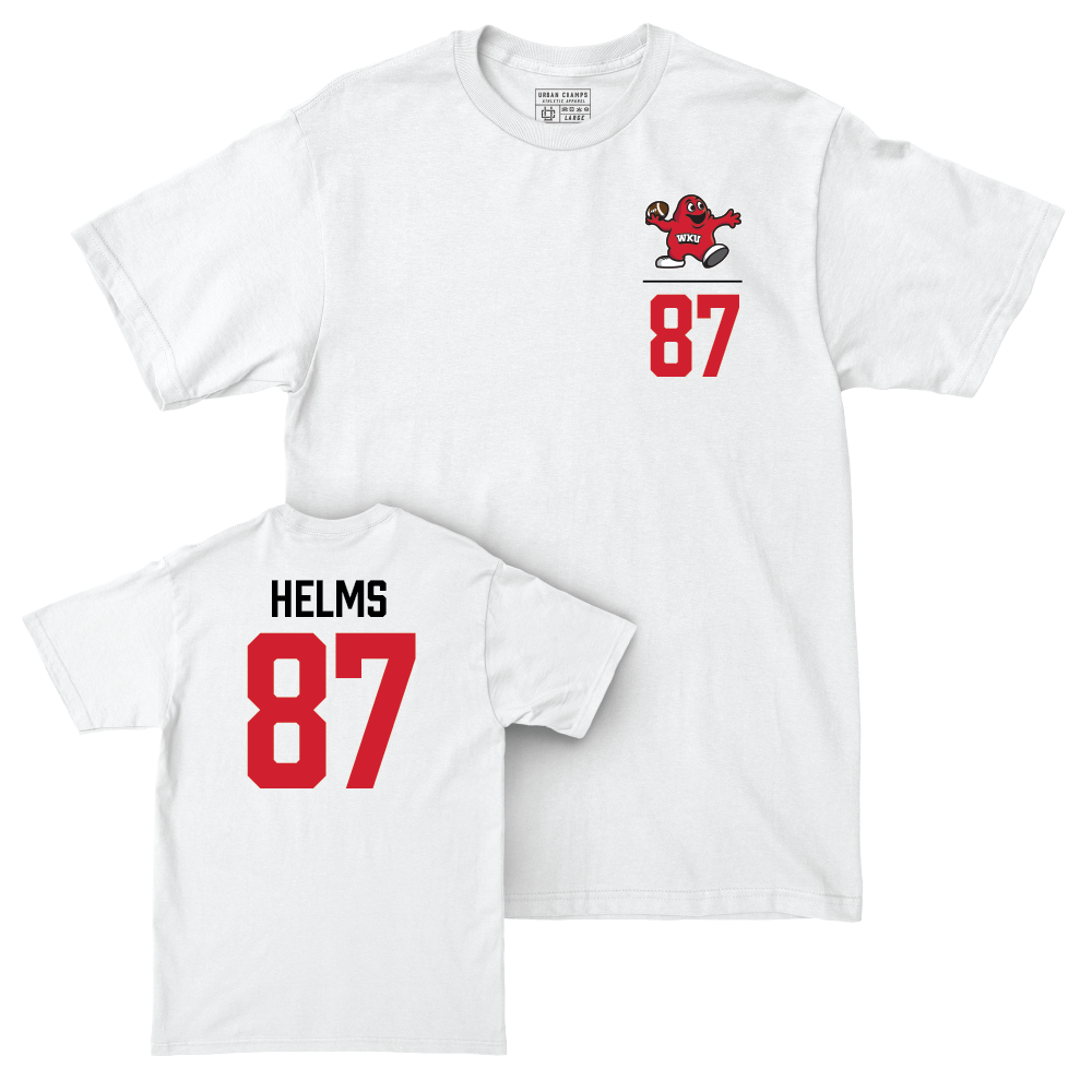 WKU Football White Big Red Comfort Colors Tee - River Helms | #87 Small