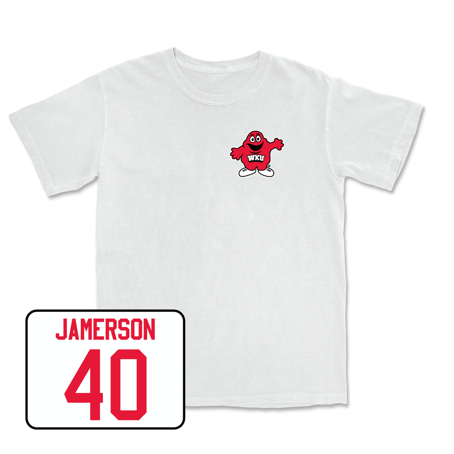White Football Big Red Comfort Colors Tee 6 Medium / Reid Jamerson | #40