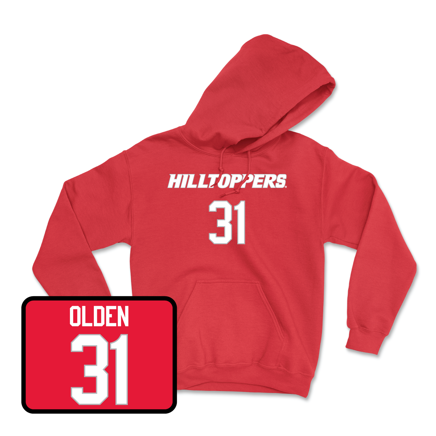 Red Men's Basketball Hilltoppers Player Hoodie Large / Tyler Olden | #31